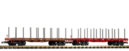Piko 38773 G Scale Santa Fe Flatcar with Stakes, 2-Pack