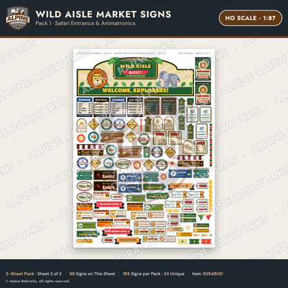 Alpine Railworks 30548HO HO Scale Roadside Signs - Jungle Grocery