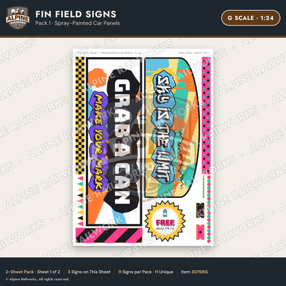 Alpine Railworks 30768G G Scale Roadside Signs - Buried Car Art
