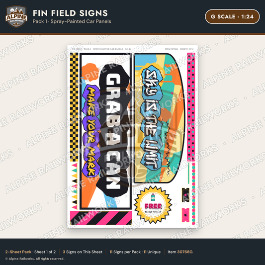 Alpine Railworks 30768G G Scale Roadside Signs - Buried Car Art