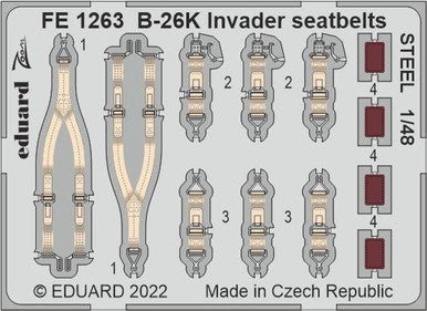 Eduard FE1263 1/48 B-26K Invader Seatbelts STEEL Photo Etch for ICM