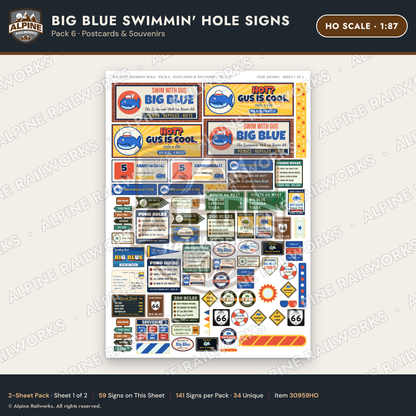 Alpine Railworks 30959HO HO Scale Roadside Signs - Blue Whale