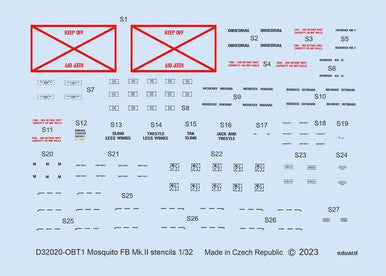 Eduard D32020 1/32 Decal Mosquito FB Mk.II Stencils for Tamiya