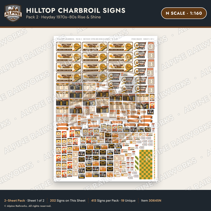 Alpine Railworks 30645N N Scale Fast Food Signs - Charbroiled Burgers