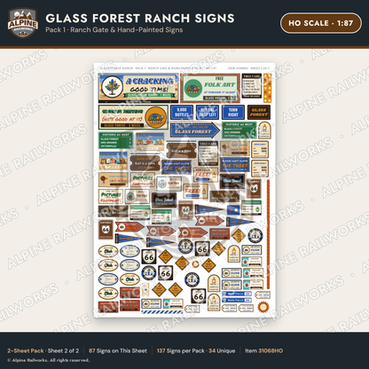 Alpine Railworks 31068HO HO Scale Roadside Signs - Bottle Tree Ranch