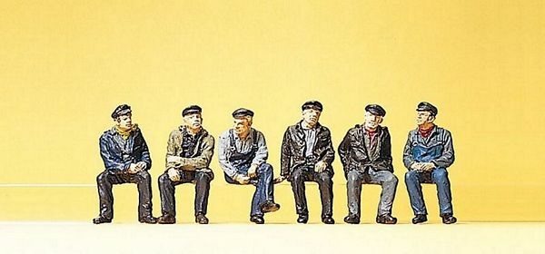 Preiser 10351 HO Scale Sitting Industrial Workers -- pkg(6)