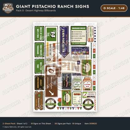 Alpine Railworks 30982O O Scale Roadside Signs - Giant Pistachio
