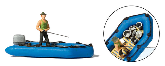 Preiser 10687 HO Scale Dinghy with Angler Figure Set