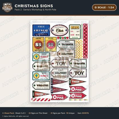 Alpine Railworks 30357G G Scale Christmas Signs - Santa's Workshop