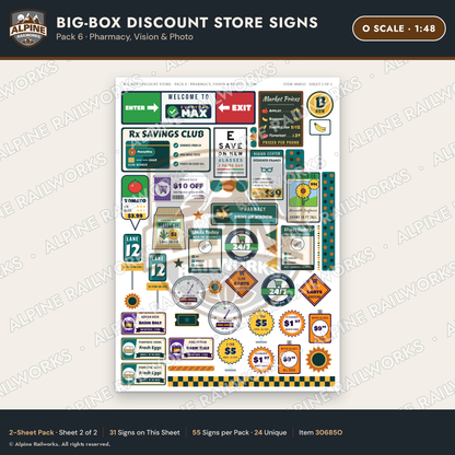 Alpine Railworks 30685O O Scale Big-Box Discount Store Signs