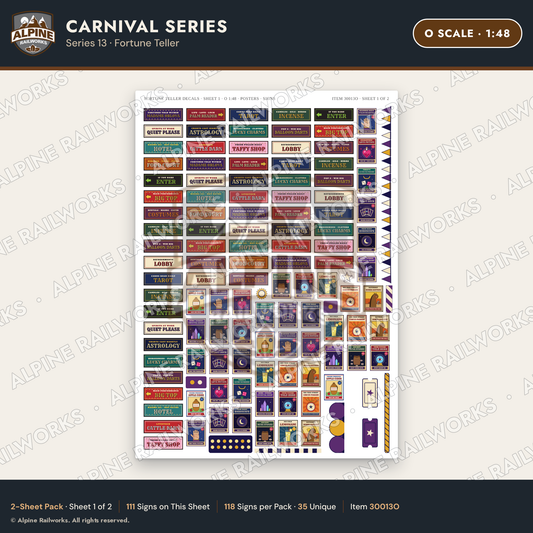 Alpine Railworks 30013O O Scale Carnival Signs - Fortune Teller