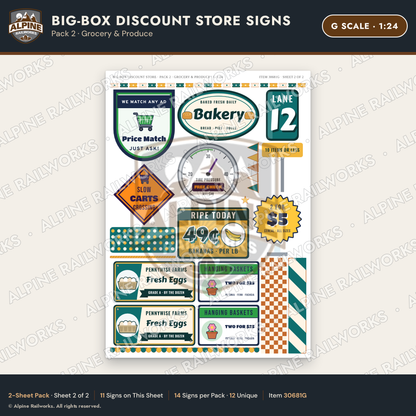 Alpine Railworks 30681G G Scale Big-Box Discount Store Signs - Grocery