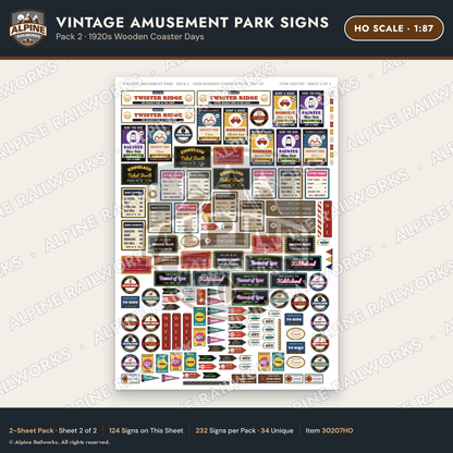 Alpine Railworks 30207HO HO Scale Vintage Amusement Park Signs
