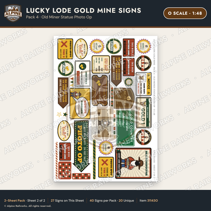 Alpine Railworks 31143O O Scale Roadside Signs - Gold Panning Mine