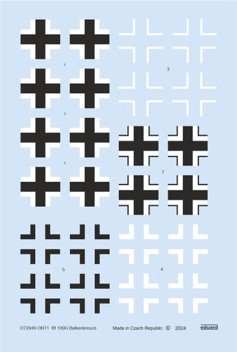 Eduard D72049 1/72 Bf 109G Balkenkreuze DECAL for EDUARD