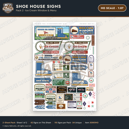 Alpine Railworks 30901HO HO Scale Roadside Signs - Shoe House