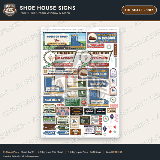 Alpine Railworks 30901HO HO Scale Roadside Signs - Shoe House