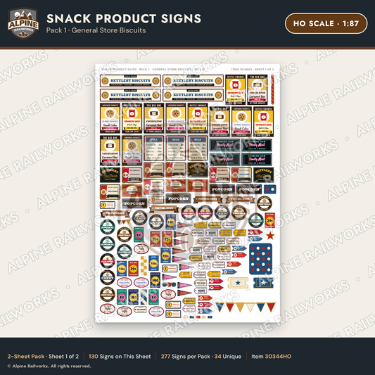 Alpine Railworks 30344HO HO Scale Snack Product Signs