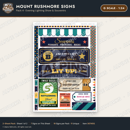 Alpine Railworks 30745G G Scale Tourist Signs - Mount Rushmore