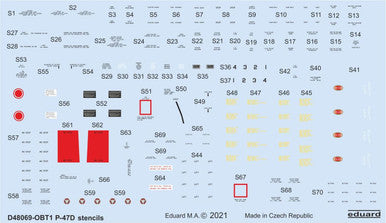 Eduard D48069 1/48 P-47D Stencils for Photo Etch Detail Set