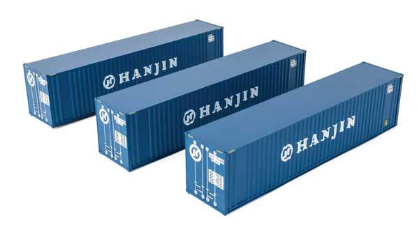Walthers Scenemaster 18201 HO Scale 40' Flat Panel Container - 3-Pack -- Hanjin