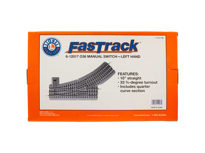 Lionel 6-12017 O Gauge FasTrack O36 Manual Switch - Left Hand
