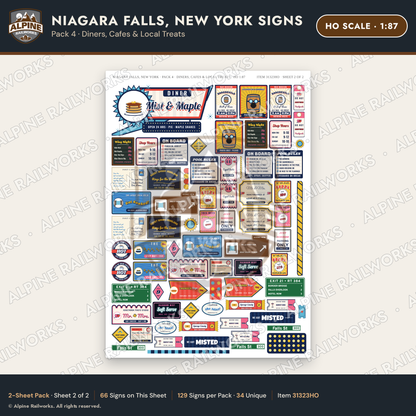 Alpine Railworks 31323HO HO Scale Niagara Falls NY Signs - Diners