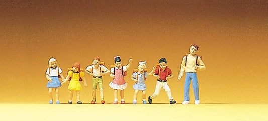 Preiser 10181 HO Scale School Children Figure Set pkg(7)