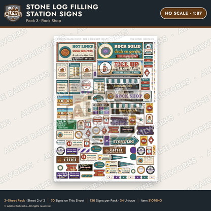 Alpine Railworks 31076HO HO Scale Roadside Signs - Petrified Wood