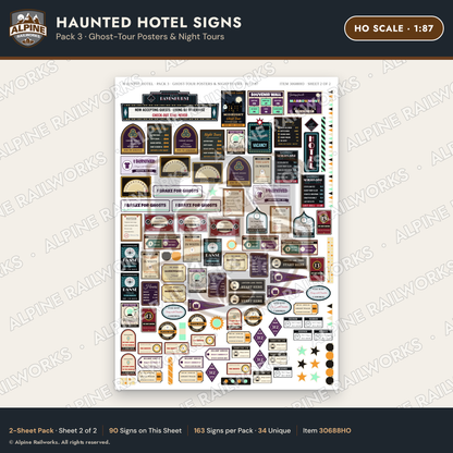 Alpine Railworks 30688HO HO Scale Haunted Hotel Signs