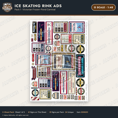 Alpine Railworks 30062O O Scale Ice Skating Rink Ads