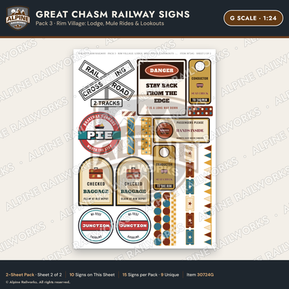 Alpine Railworks 30724G G Scale Tourist Signs - Canyon Railway - Lodge
