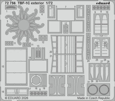 Eduard 72756 1/72 Photo Etch TBF-1C Exterior for HOBBY BOSS