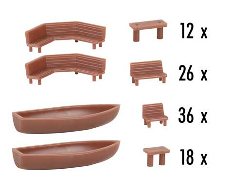 Faller 272439 N Scale 64 Benches and 30 Tables