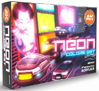 AK Interactive 11610 Neon 3G Acrylic Paint Set (6 Colors) 17ml Bottles