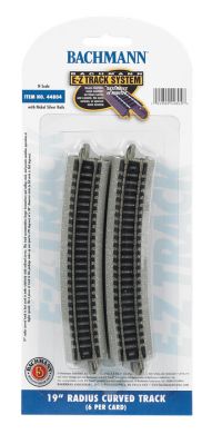 Bachmann 44804 N 19" Radius Curved Nickel Silver Track (6/Cd)