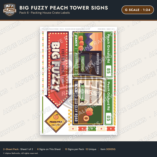 Alpine Railworks 30935G G Scale Roadside Signs - Peach Water Tower