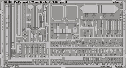 Eduard 36082 1/35 Armor- Pz IV Ausf D 75mm KwK 40/L43 for DML