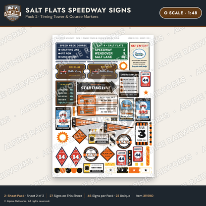 Alpine Railworks 31159O O Scale Racing Signs - Salt Flats Speedway