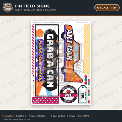 Alpine Railworks 30771G G Scale Roadside Signs - Buried Car Art