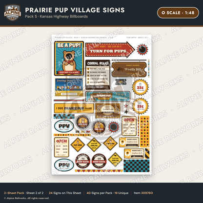 Alpine Railworks 30976O O Scale Roadside Signs - Prairie Dog Town