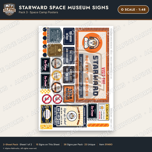 Alpine Railworks 31148O O Scale Roadside Signs - Space Museum