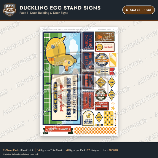 Alpine Railworks 30882O O Scale Roadside Signs - Giant Duck Farm Stand