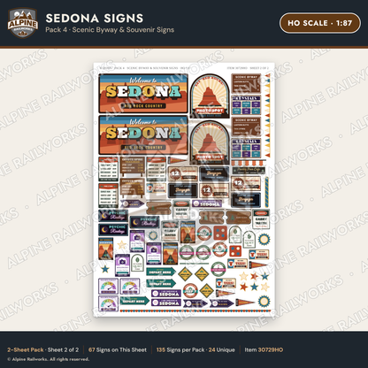 Alpine Railworks 30729HO HO Scale Tourist Signs - Sedona