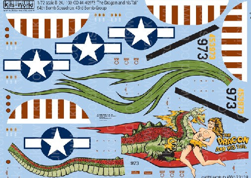 Warbird Decals 172128 1/72 B24J Dragon & His Tail 64th Bomb Sq/43rd Bomb Group