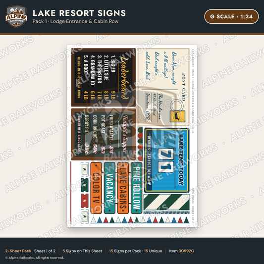 Alpine Railworks 30692G G Scale Lake Resort Signs - Lodge Entrance