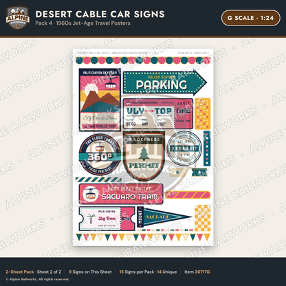 Alpine Railworks 30717G G Scale Tourist Signs - Desert Cable Car