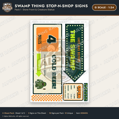 Alpine Railworks 30840G G Scale Roadside Signs - Swamp Monster Store