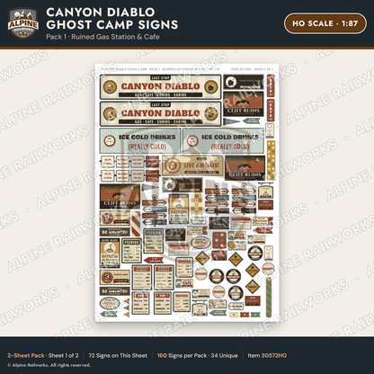 Alpine Railworks 30572HO HO Scale Roadside Signs - Desert Ghost Town