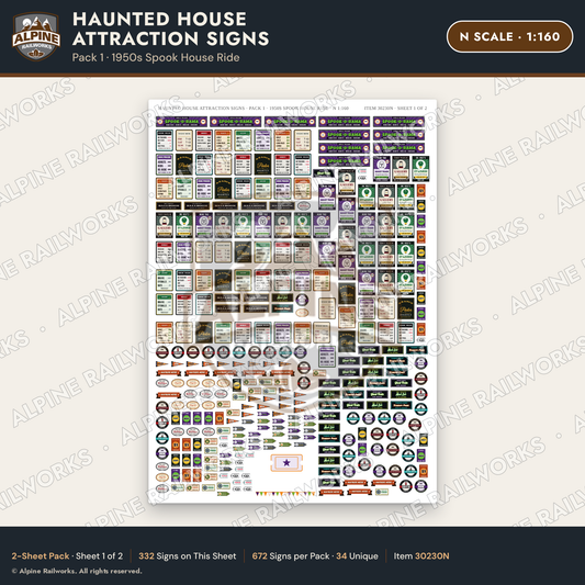 Alpine Railworks 30230N N Scale Haunted House Attraction Signs